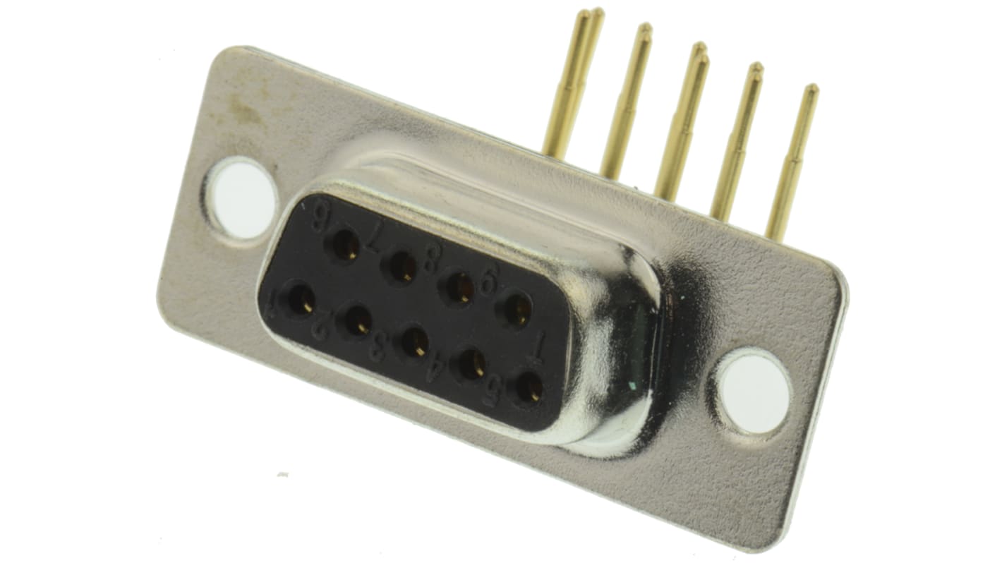 Konektor PCB D-Sub, počet kontaktů: 9, orientace těla: Pravý úhel, Průchozí otvor, rozteč: 2.77mm, Samice, 250 V AC, 5A