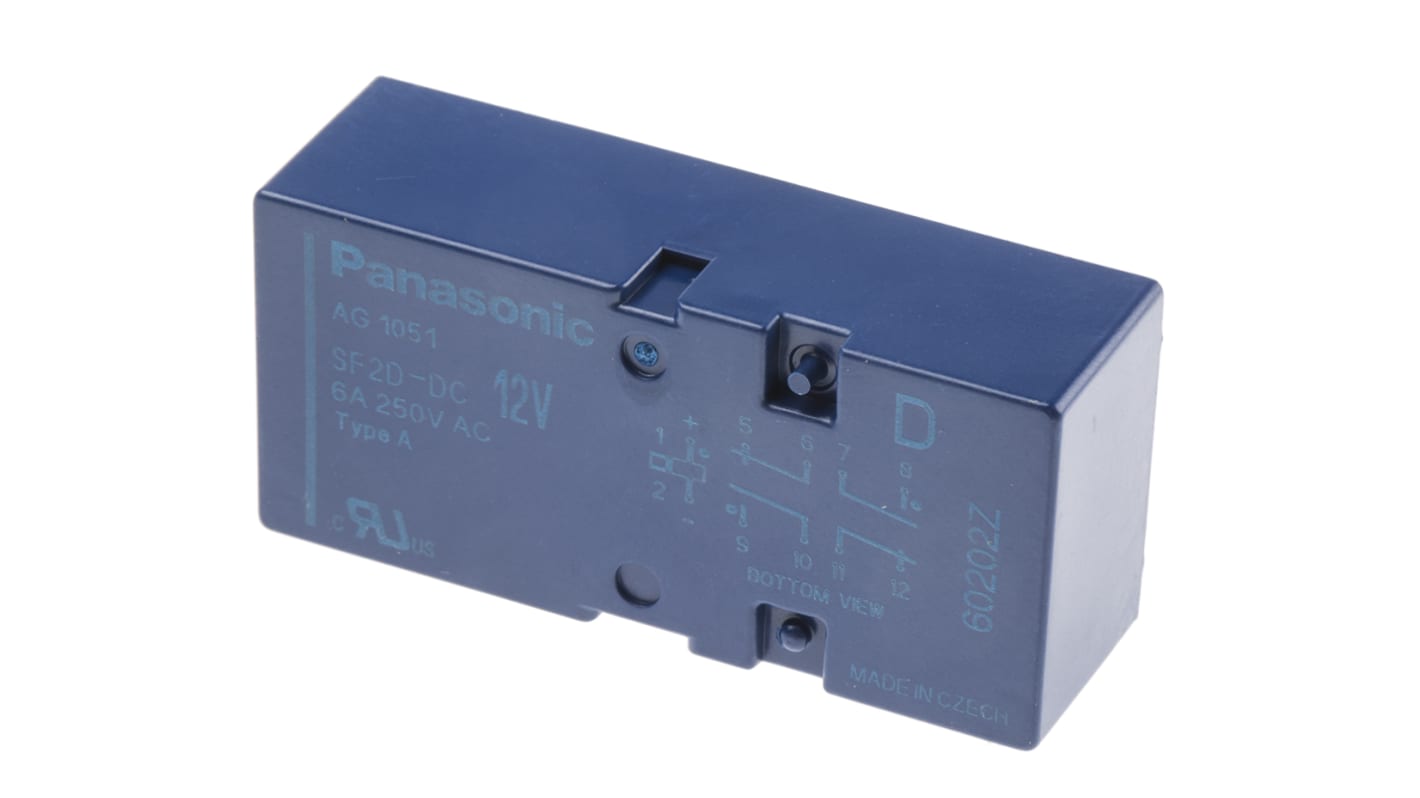 Panasonic PCB Mount Force Guided Relay, 12V dc Coil Voltage, 2 Pole, DPDT