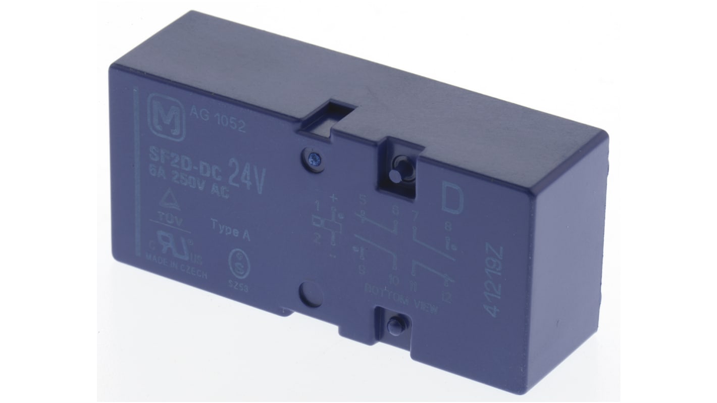 Relè contatti guidati Panasonic SF2D, 24V cc, 2 poli, DPDT, 6A, Montaggio su circuito stampato