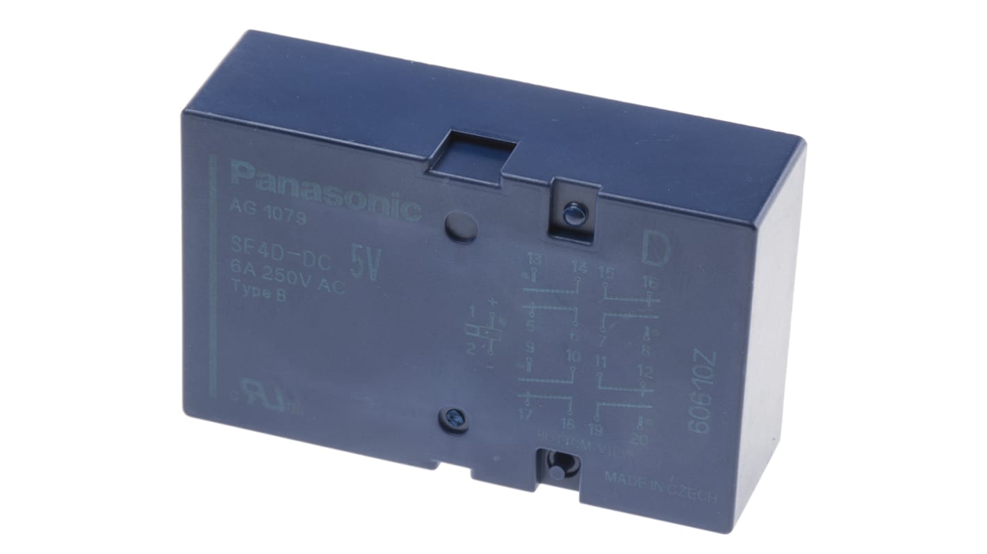 Panasonic PCB Mount Force Guided Relay, 5V dc Coil Voltage, 4 Pole, 4NO/4NC