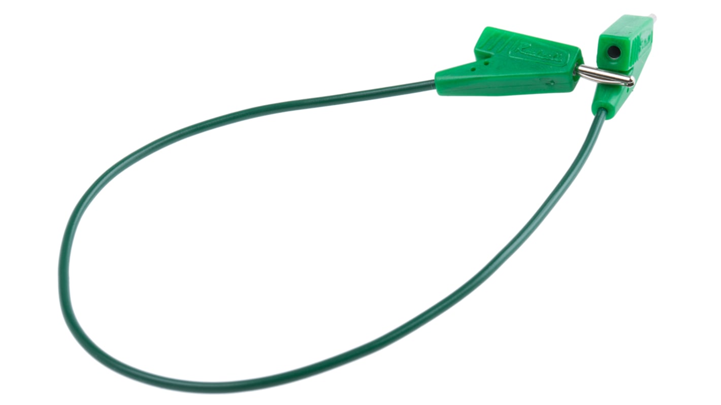 Radiall 2 mm Connector Test Lead, 5A, 250V ac, Green, 200mm Lead Length