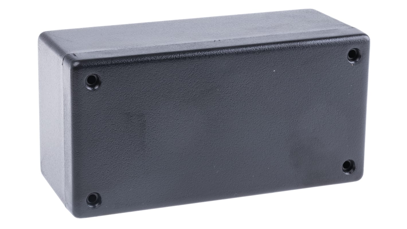 Hammond 1594 Series Black Flame Retardant ABS Enclosure, IP54, Black Lid, 131.5 x 66.3 x 55.1mm