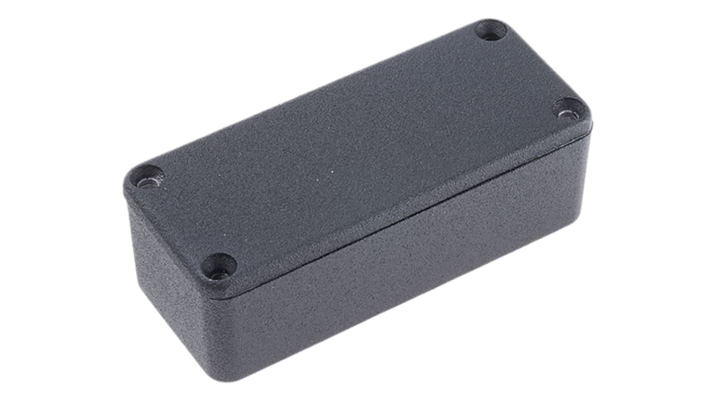 Caja Hammond de Aluminio Presofundido Negro, 92.5 x 38.5 x 27mm, IP54, Apantallada