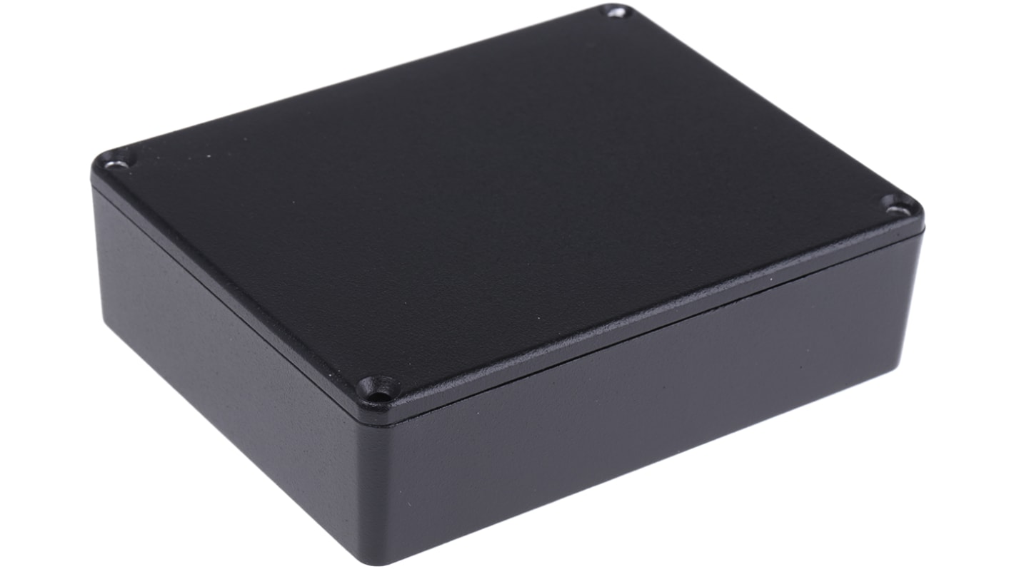 Hammond 1590 Series Black Die Cast Aluminium Enclosure, IP54, Black Lid, 118.5 x 93.5 x 30mm