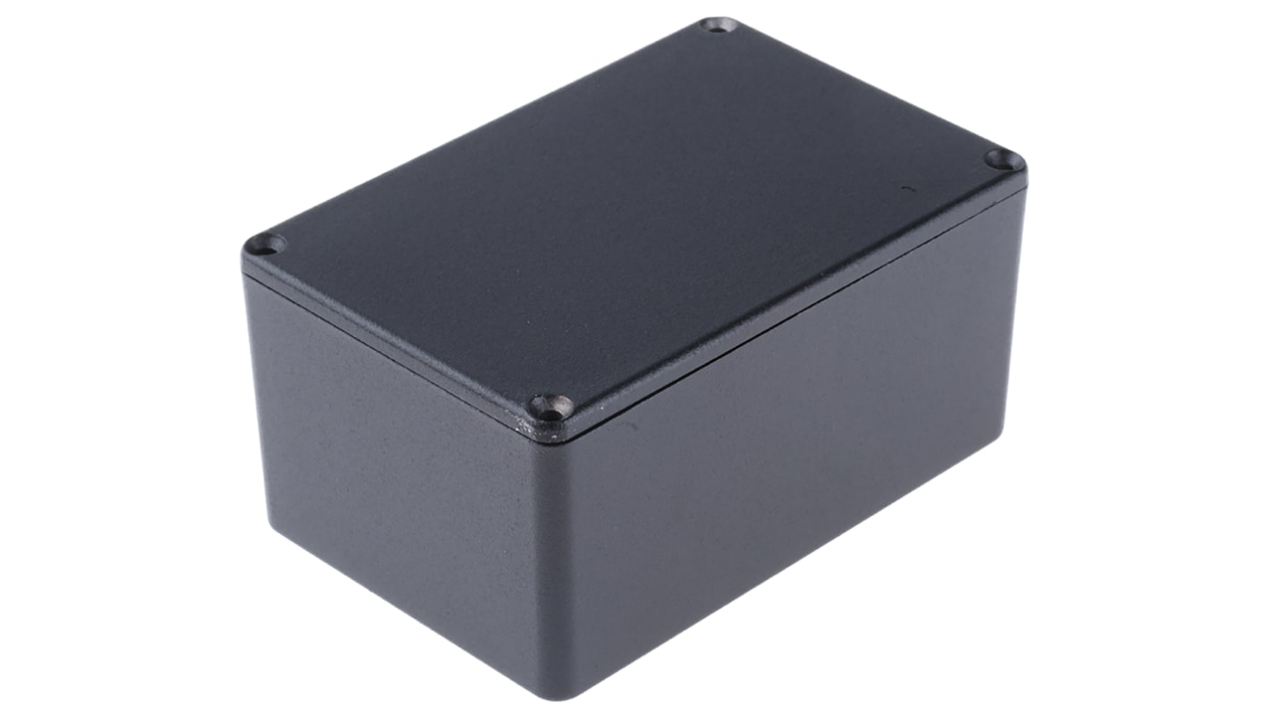 Caja Hammond de Aluminio Presofundido Negro, 120 x 80 x 59mm, IP54, Apantallada