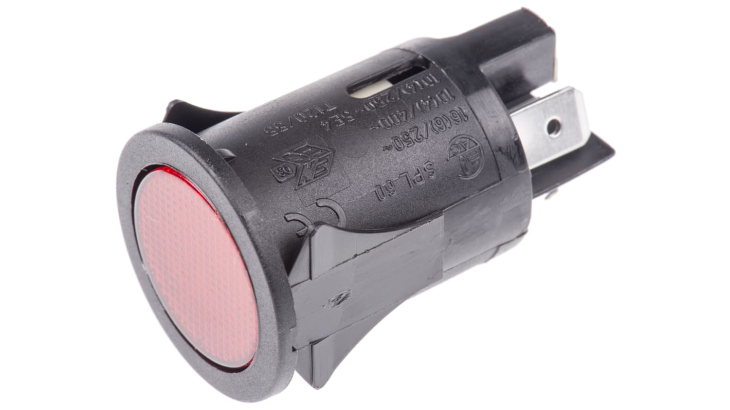 Molveno Illuminated Push Button Switch, Latching, Panel Mount, 25mm Cutout, DPST, Red LED