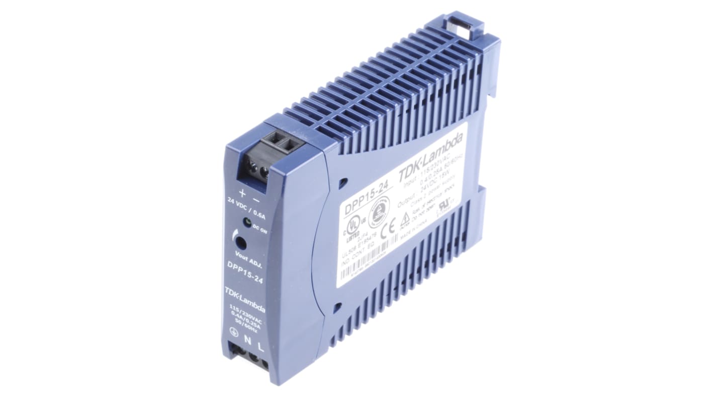 Fuente de alimentación de carril DIN TDK-Lambda, DPP, 1 salida 24V dc 630mA 15W