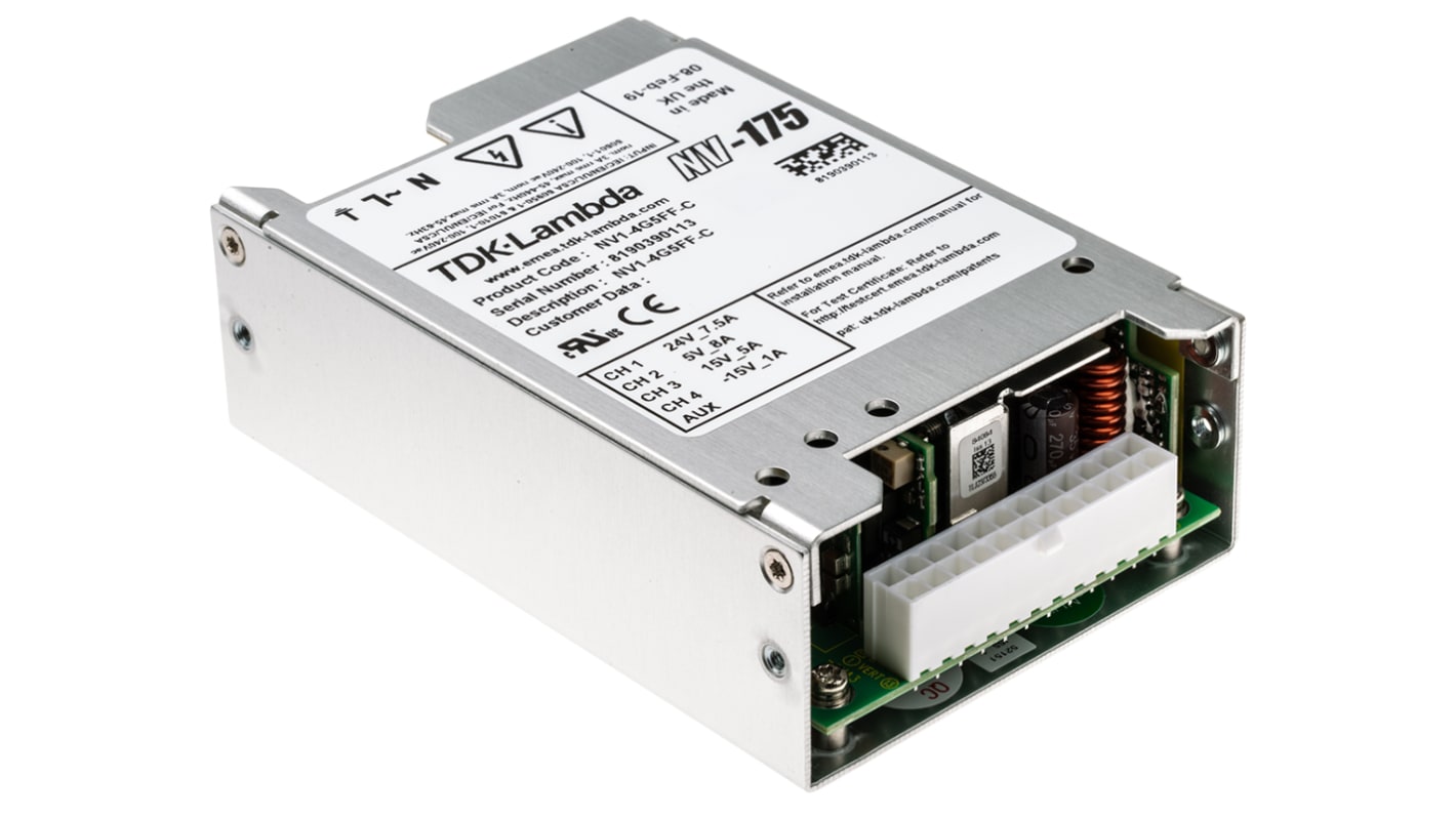 TDK-Lambda Schaltnetzteil, 5 V dc, ±15 V dc, ±24 V dc / 1 A, 4 A, 7.5 A, 8 A 4-Kanal 180W 90 → 264V ac