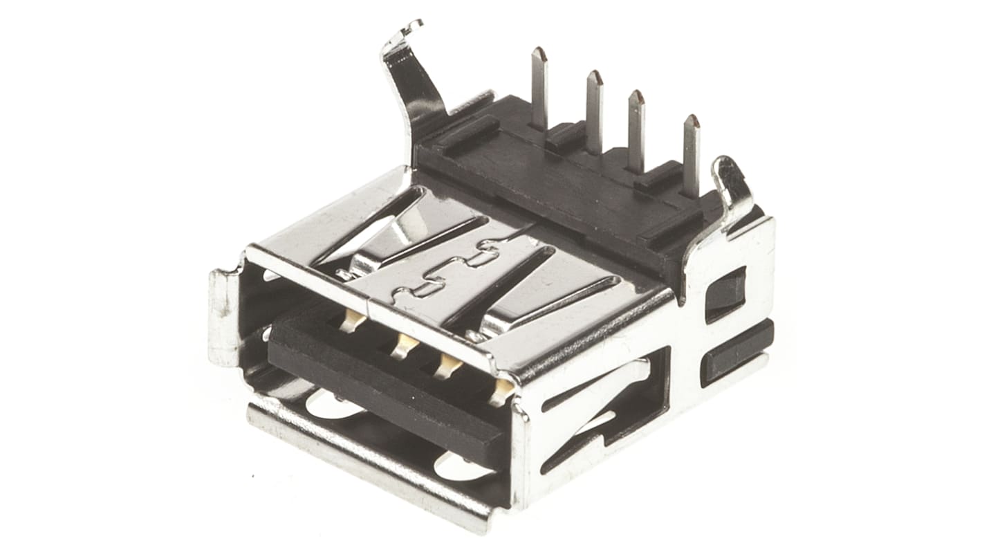 Conector USB TE Connectivity 292303-1, Hembra, , 1 puerto puertos, Ángulo de 90° , Montaje en orificio pasante, Versión