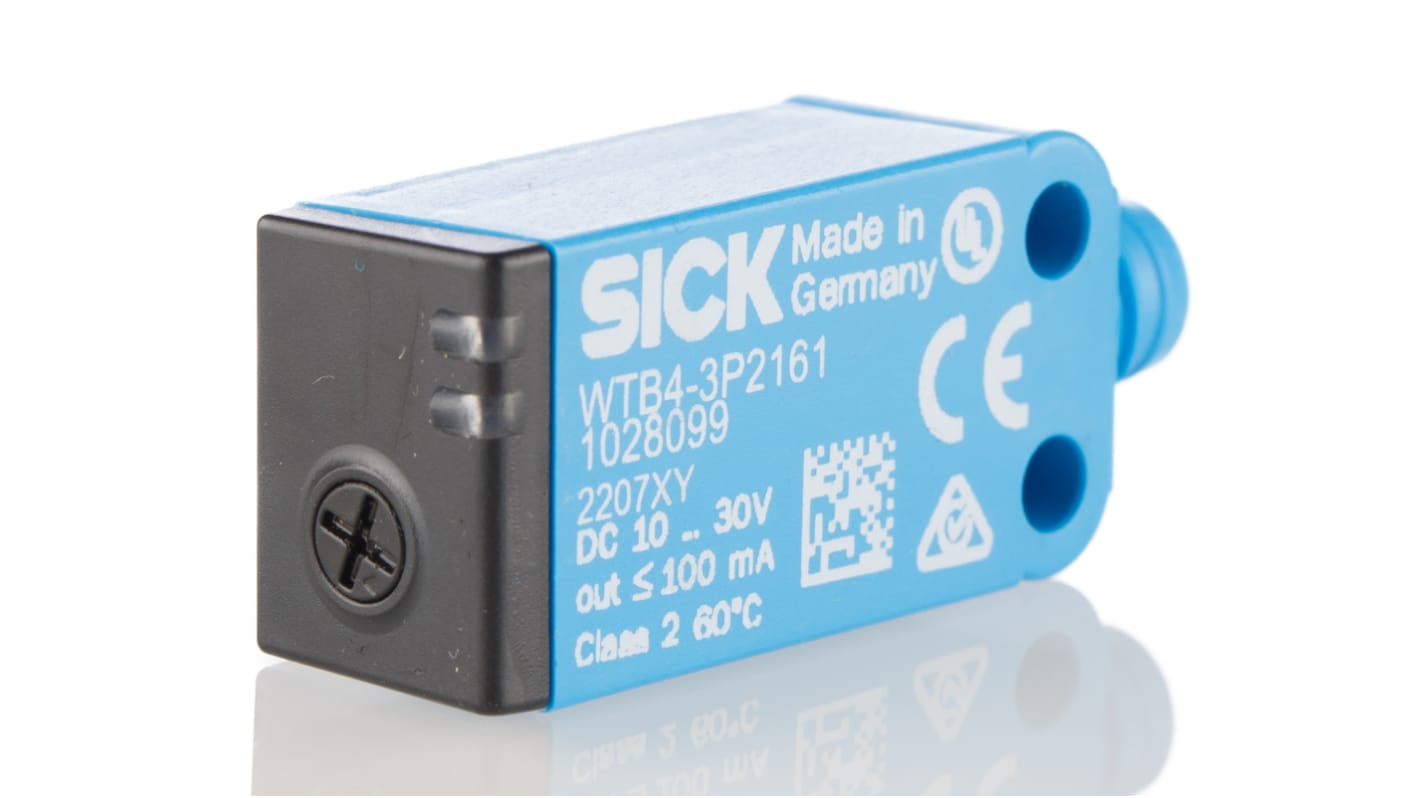 Sick W4-3 Kubisch Optischer Sensor, Diffus, Bereich 4 mm → 150 mm, PNP Ausgang, 3-poliger M8-Steckverbinder