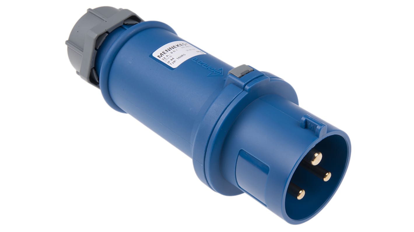 Conector de potencia industrial Macho, Formato 3P, Orientación Recto, ProTOP, Azul, 230 V, 32A, IP44