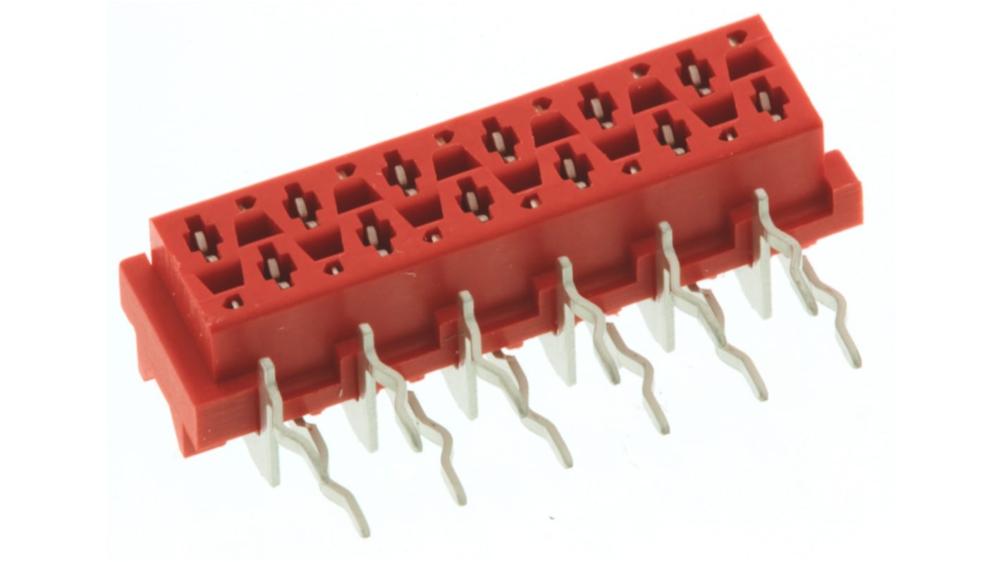 TE Connectivity Micro-MaTch Series Right Angle Through Hole Mount PCB Socket, 12-Contact, 2-Row, 2.54mm Pitch, Solder