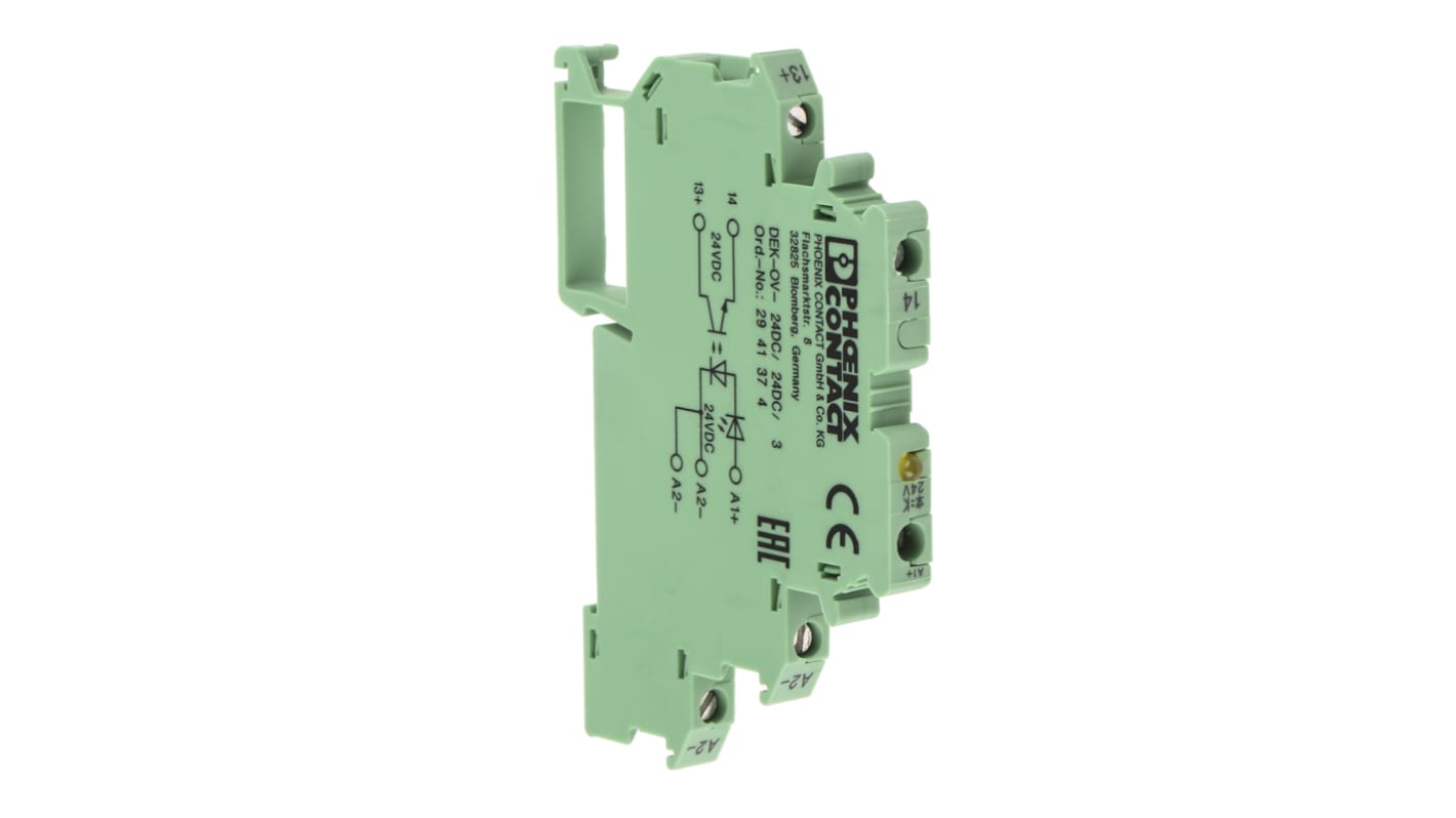 Phoenix Contact DEK-OV- 24DC/24DC/3 Series Solid State Relay, DIN Rail Mount