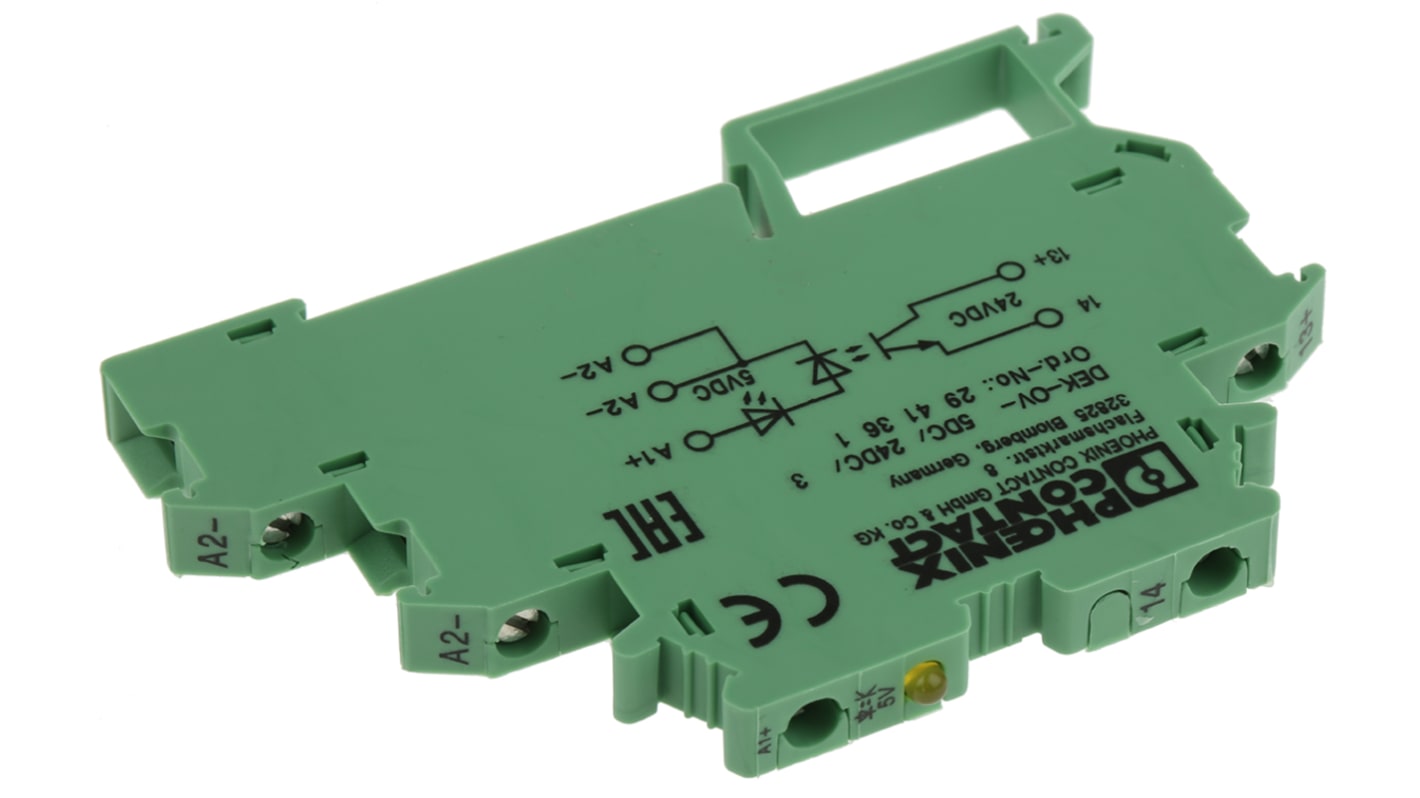 Phoenix Contact DEK-OV-5DC/24DC/3 Series Solid State Relay, DIN Rail Mount, 6 V dc Control