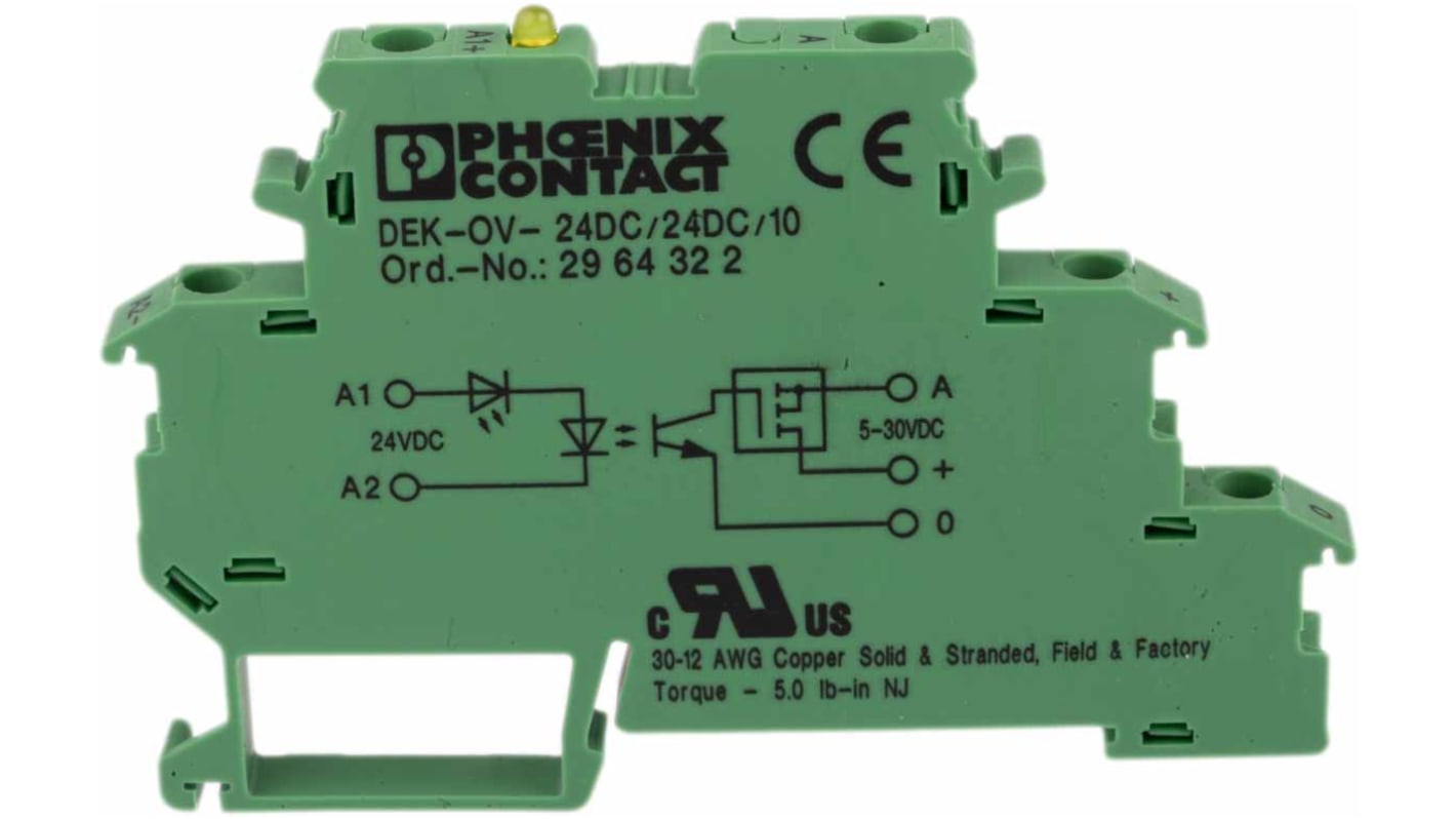 Phoenix Contact DEK-OV- 24DC/24DC/10 Series Solid State Relay, DIN Rail Mount