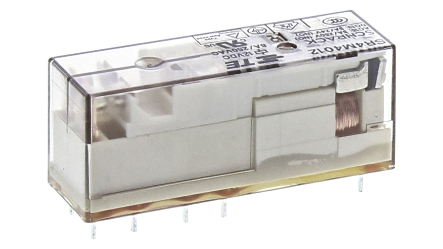 TE Connectivity PCB Mount Force Guided Relay, 12V dc Coil Voltage, 4 Pole, 3PST, SPST