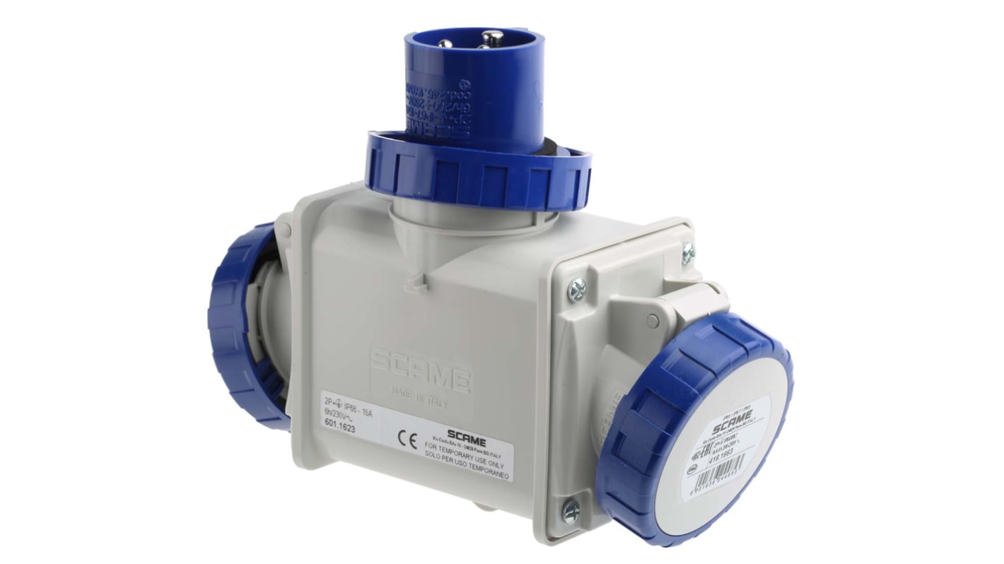 601.1623 Scame IP66 Blue 1 x 2P + E, 2 x 2P + E Industrial Power