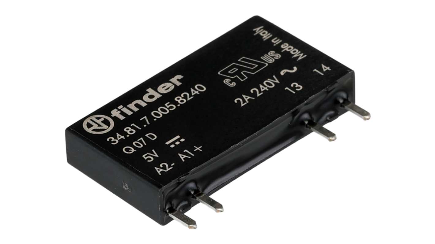 Finder 34 Series Solid State Relay, 2 A Load, PCB Mount, 240 V ac Load, 10 V dc Control