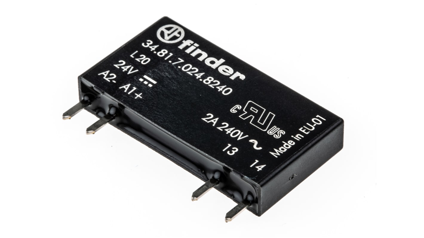 Finder 34 Series Solid State Relay, 2 A Load, PCB Mount, 240 V ac Load, 30 V Control