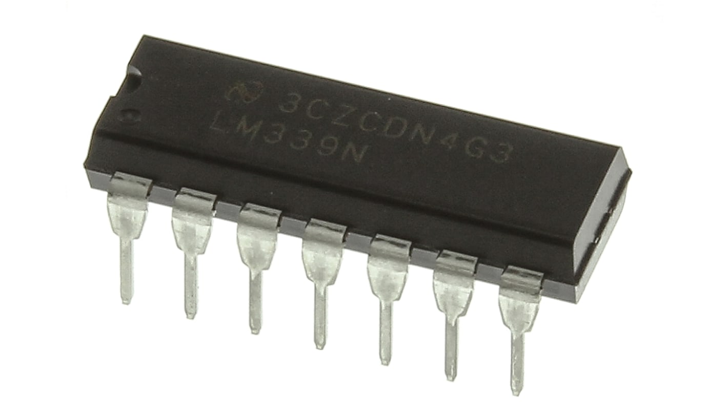 LM339N/NOPB Texas Instruments, Quad Comparator, Open Collector O/P, 1.3μs 3 to 28 V 14-Pin MDIP