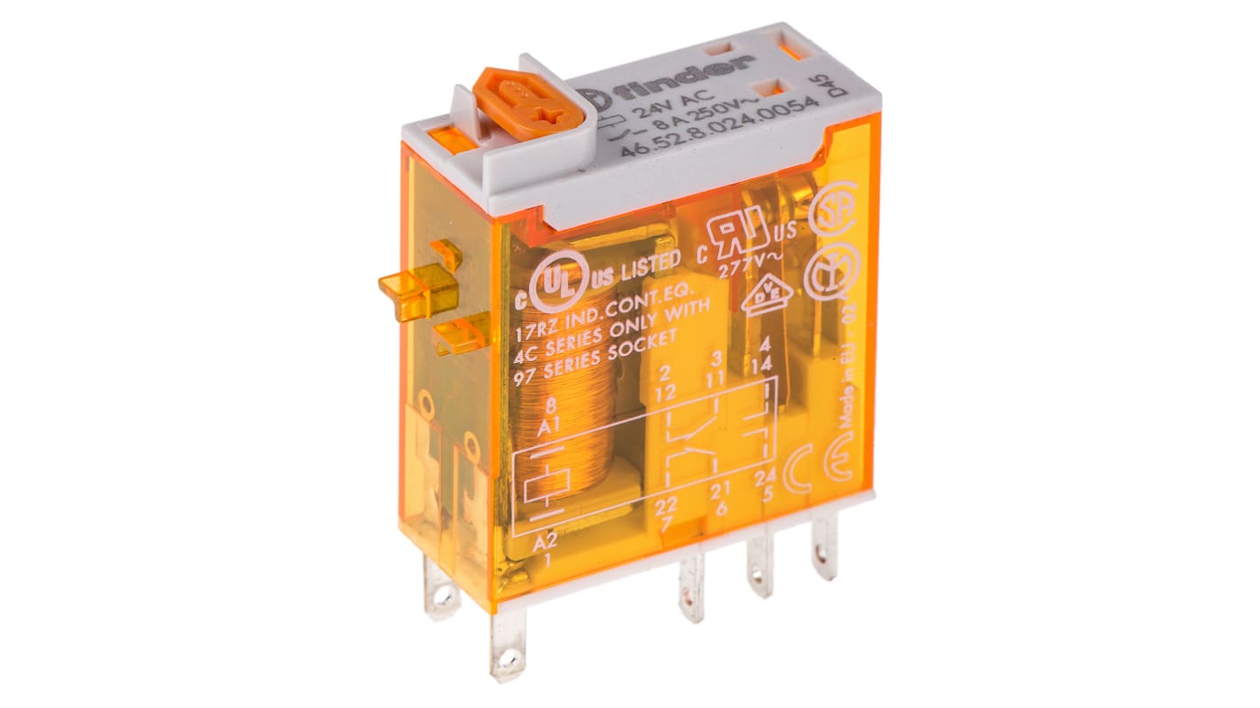 FIN 49.52.8 24V: Relais de couplage 2 contacts inverseurs, 8 A, 24 V c.a.  chez reichelt elektronik