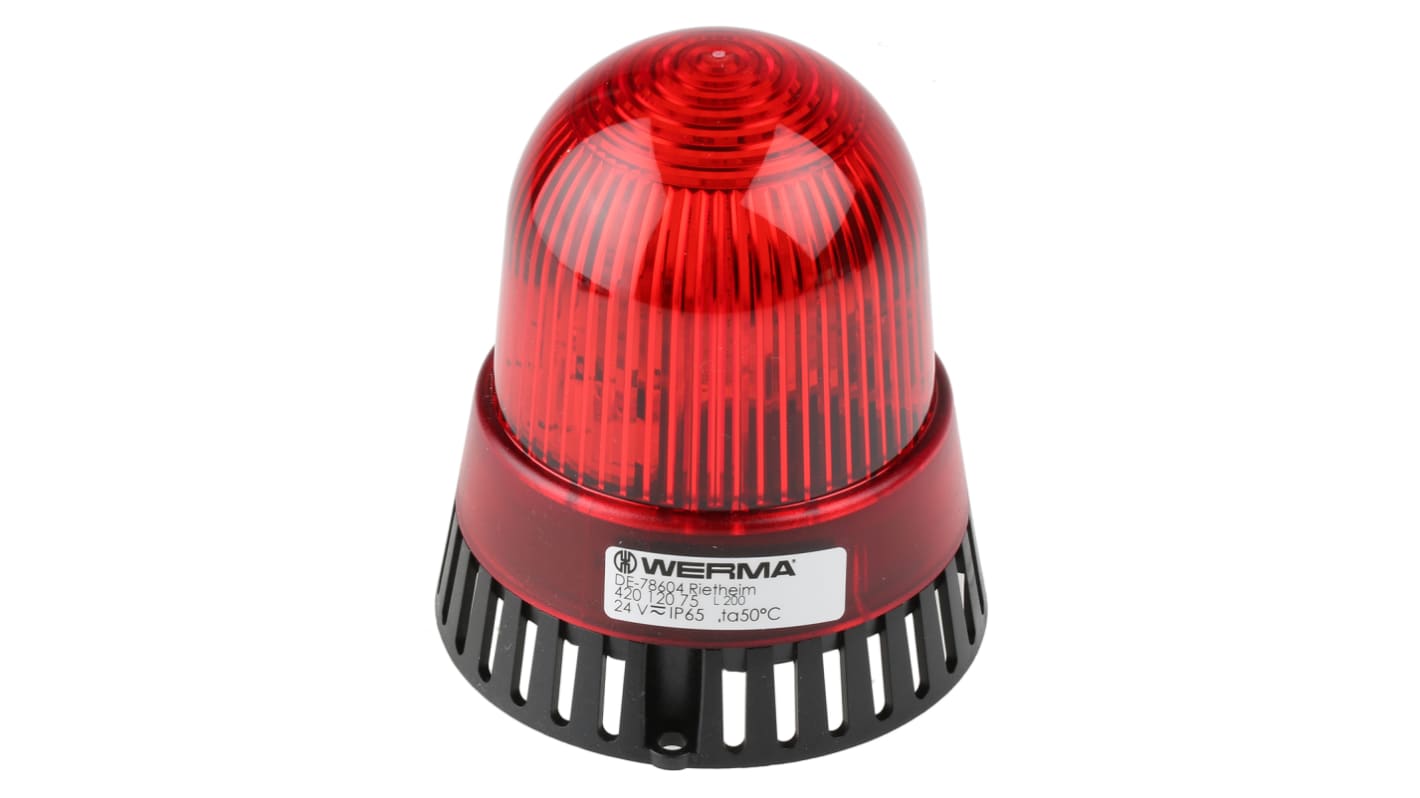 Combiné balise/sirène Werma série 420, lentille Rouge à LED, 24 V (c.a./c.c.)