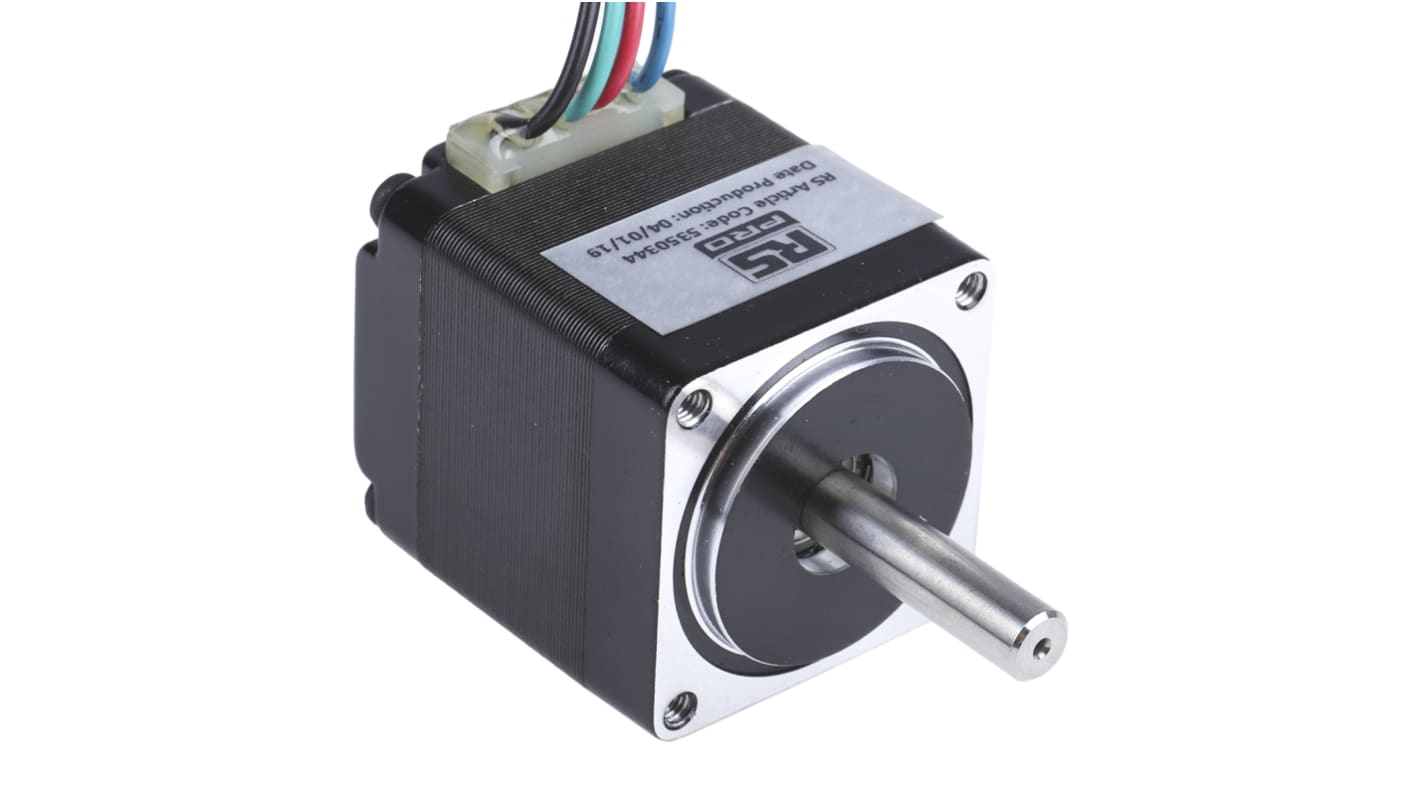 RS PRO 3,8 V Hybrid, permanent magnet Stepmotor, 60mNm holdemoment, 5mm akseldiameter