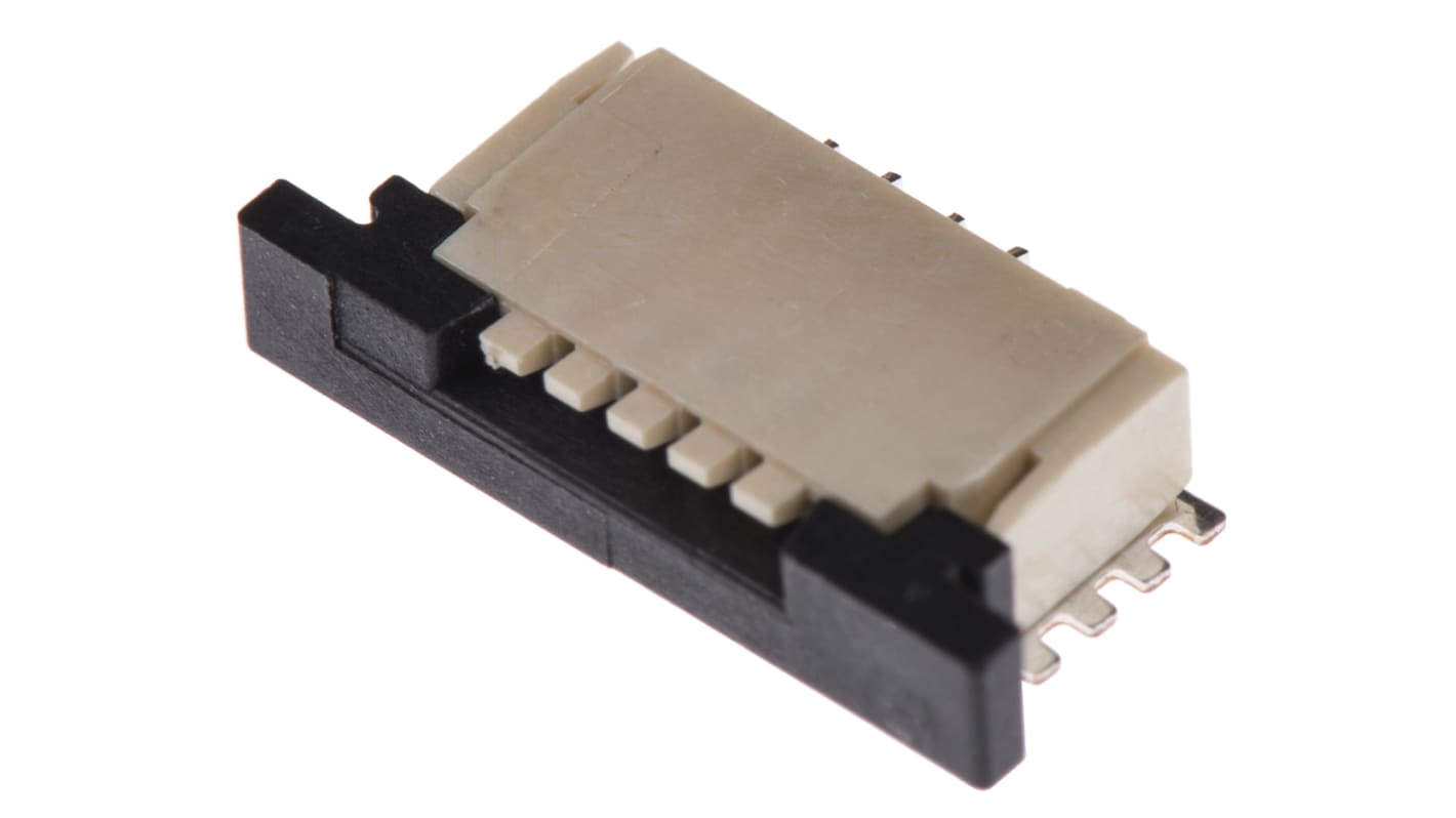 Conector FPC hembra Ángulo de 90° TE Connectivity serie FPC de 4 vías, paso 1mm, 1 fila, para soldar