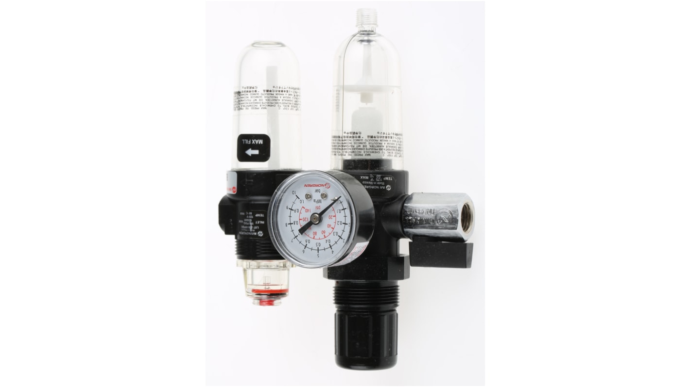 Norgren G 1/4 FRL, Automatic Drain, 40μm Filtration Size - Without Pressure Gauge