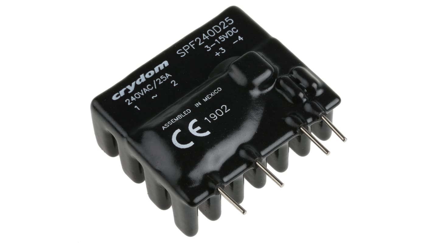 Relé de estado sólido Sensata Crydom DRA1, control 3 → 15 Vdc, carga 12 → 280V ac, 25 A rms máx., montaje