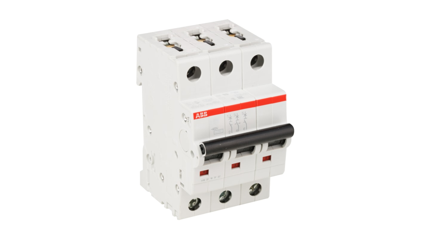 ABB System Pro M Compact S200M MCB, 3P, 20A Curve C, 440V AC, 10 kA Breaking Capacity