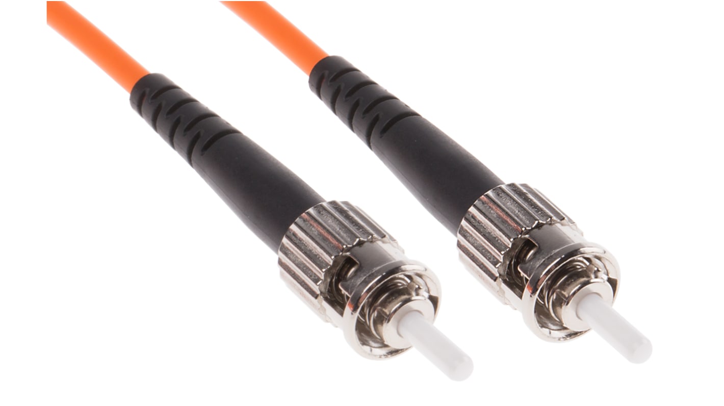 Cable de fibra óptica RS PRO OM2, con A: ST, con B: ST, long. 5m, funda de , funda libre de halógenos y bajo nivel de