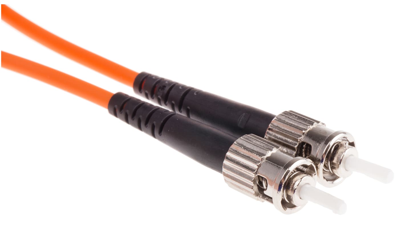 RS PRO ST to ST Simplex Multi Mode OM1 Fibre Optic Cable, 62.5/125μm, Orange, 1m