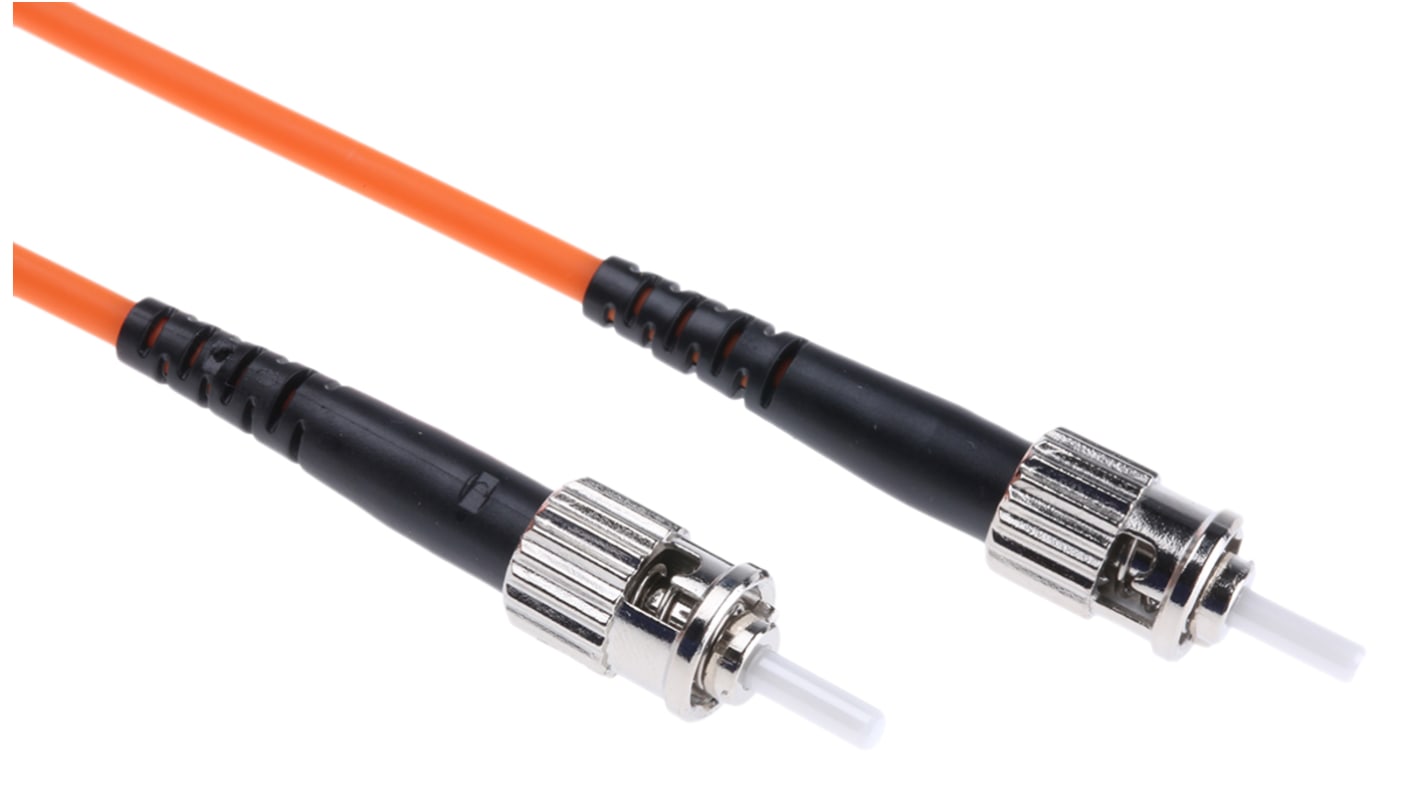 RS PRO ST to ST Simplex Multi Mode OM1 Fibre Optic Cable, 62.5/125μm, Orange, 2m