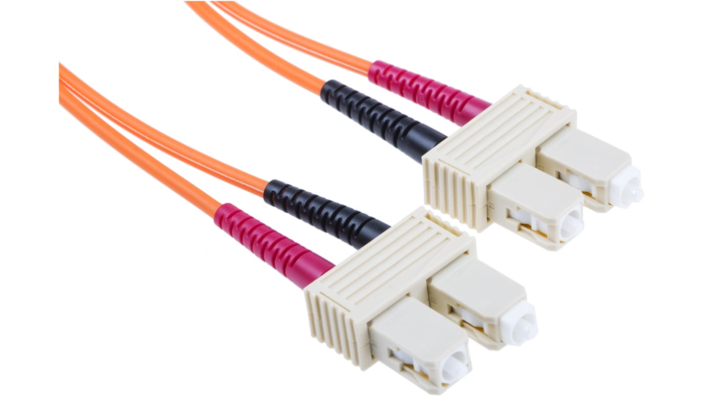 RS PRO SC to SC Duplex Multi Mode OM1 Fibre Optic Cable, 62.5/125μm, Orange, 3m