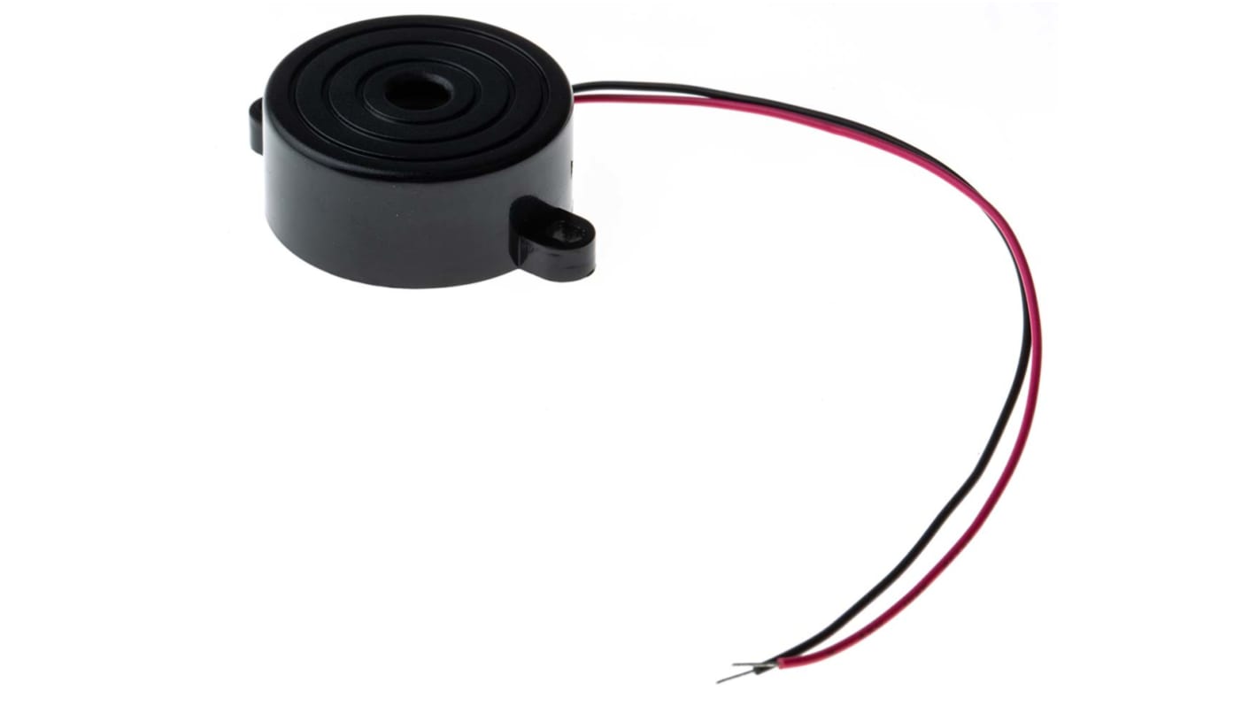 RS PRO 85dB Panel Mount Continuous Internal Piezo Buzzer, 32 (Dia.) x 13.5mm, 3V dc Min, 28V dc Max