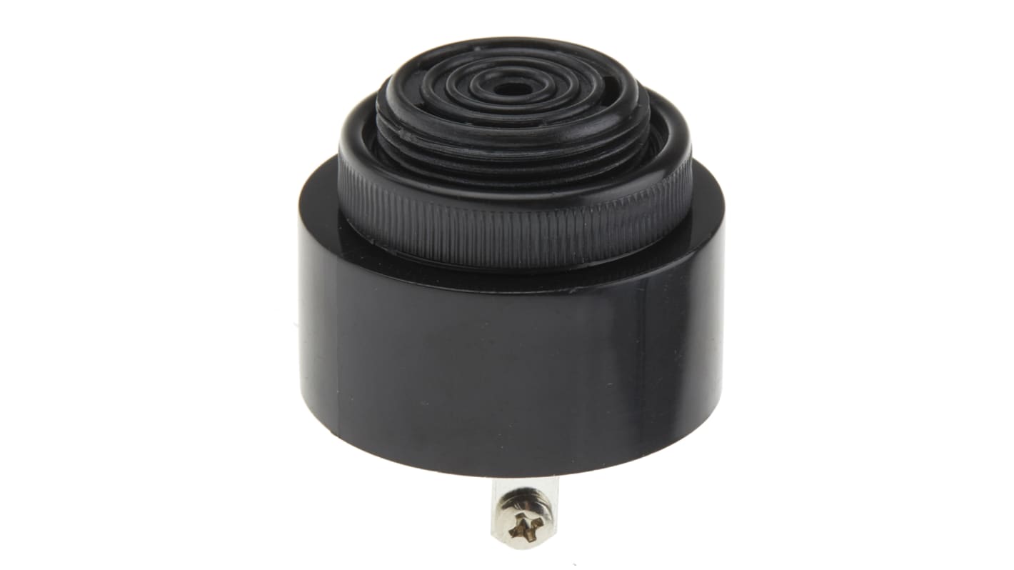 RS PRO 80dB Panel Mount Fast Pulse Internal Piezo Buzzer, 42.5 (Dia.) x 33mm, 6V dc Min, 28V dc Max