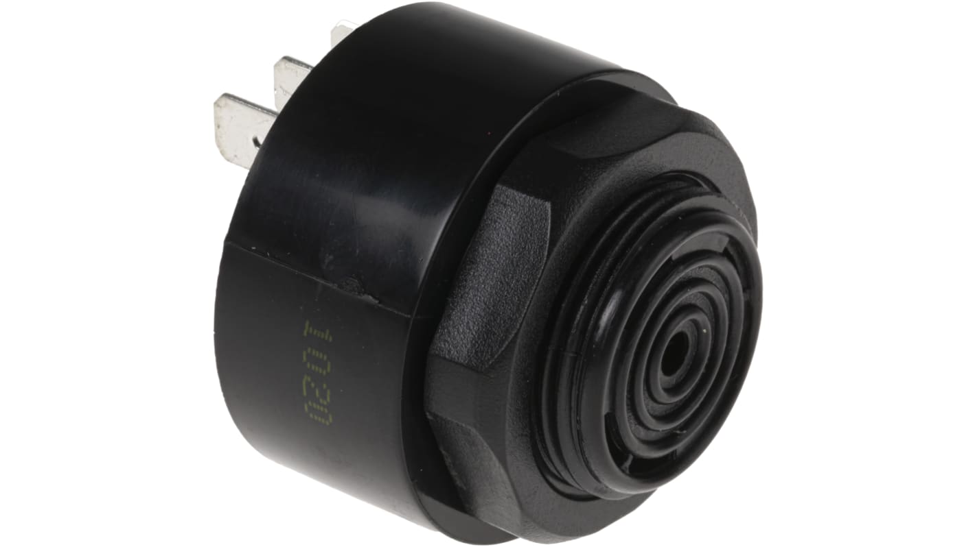 Cicalino piezo RS PRO, 28V cc, Ø 42.5mm, 88dB, tono Continuo, pulsazione veloce, Montaggio a pannello