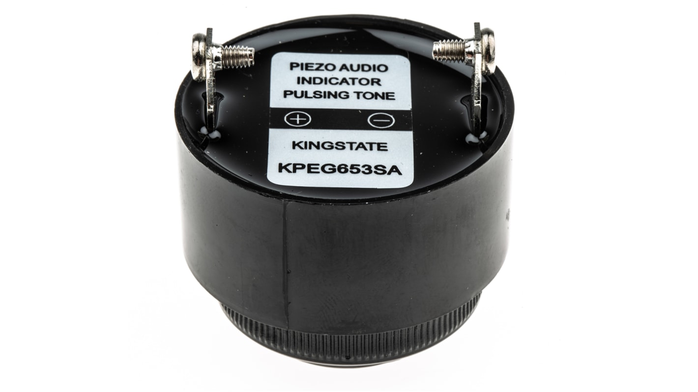 RS PRO Piezo Buzzer Langsamer Impuls, 80dB, Frontplattenmontage, 6V dc→28V dc, Intern, ø 42.5mm, 42.5 (Dia.) x 33mm