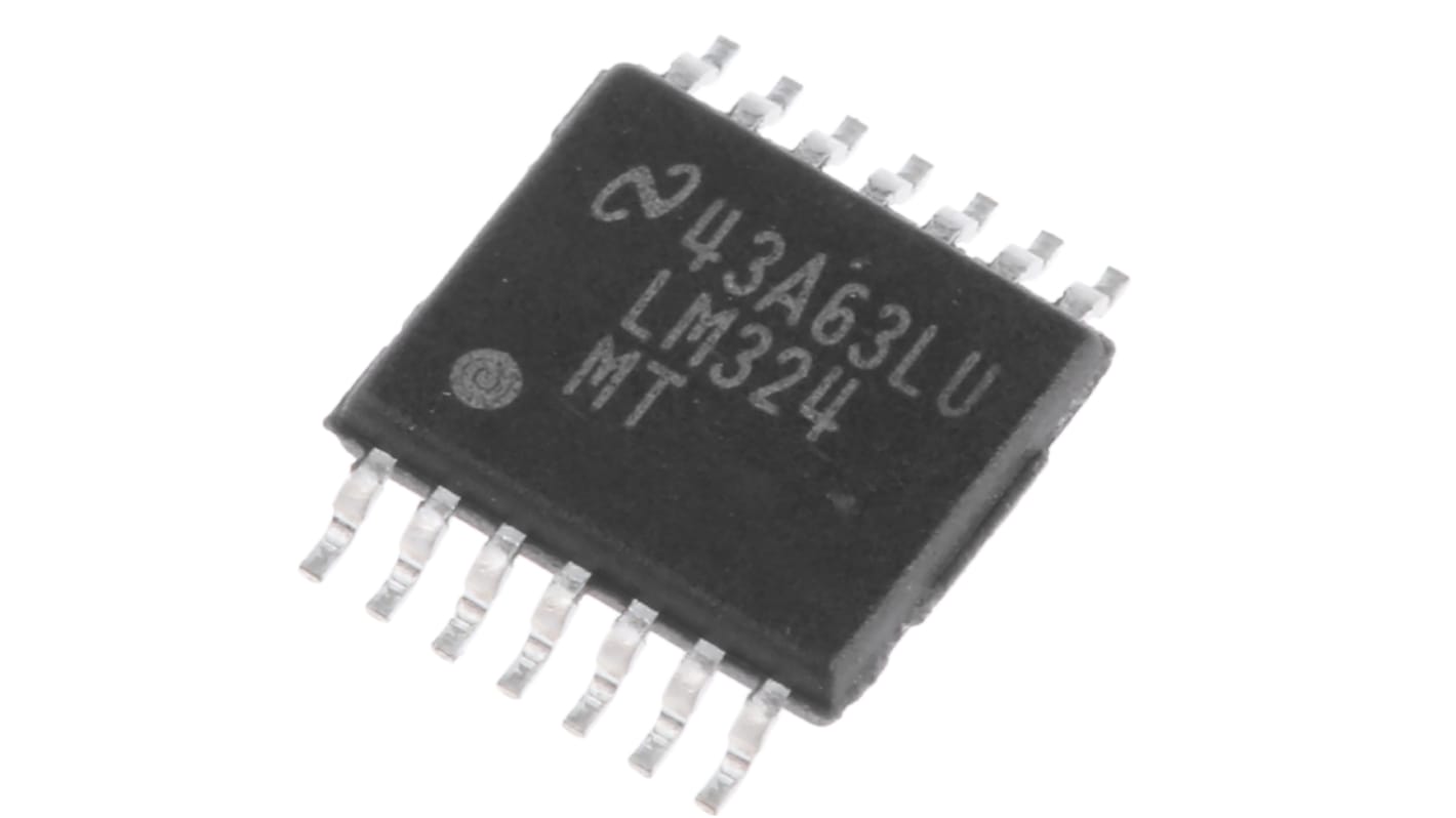LM324MT/NOPB Texas Instruments, Precision, Op Amp, 1MHz, 5 → 28 V, 14-Pin TSSOP