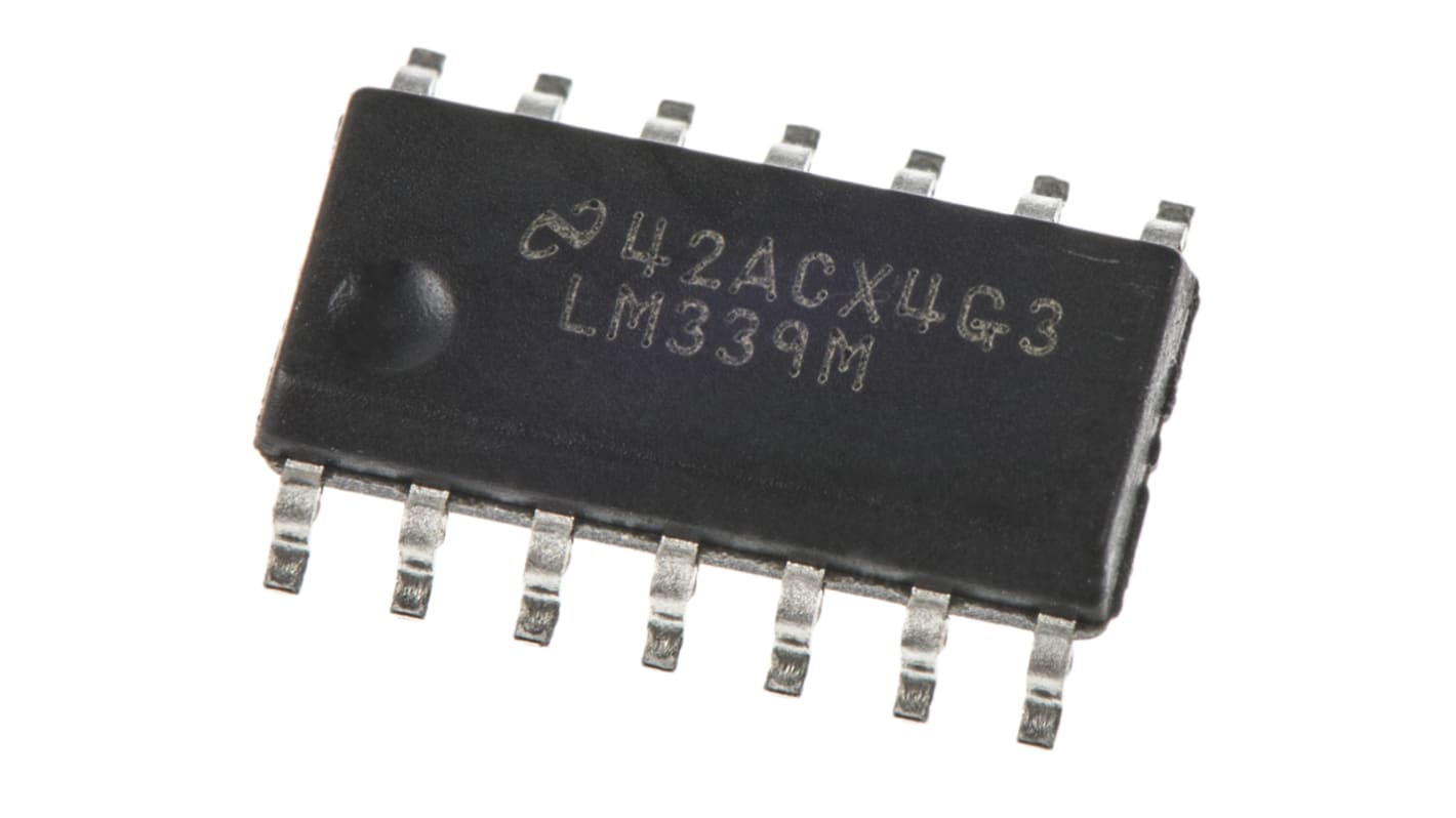 Texas Instruments コンパレータ, 3 → 28 V, オープンコレクタ出力 表面実装, 14-Pin SOIC