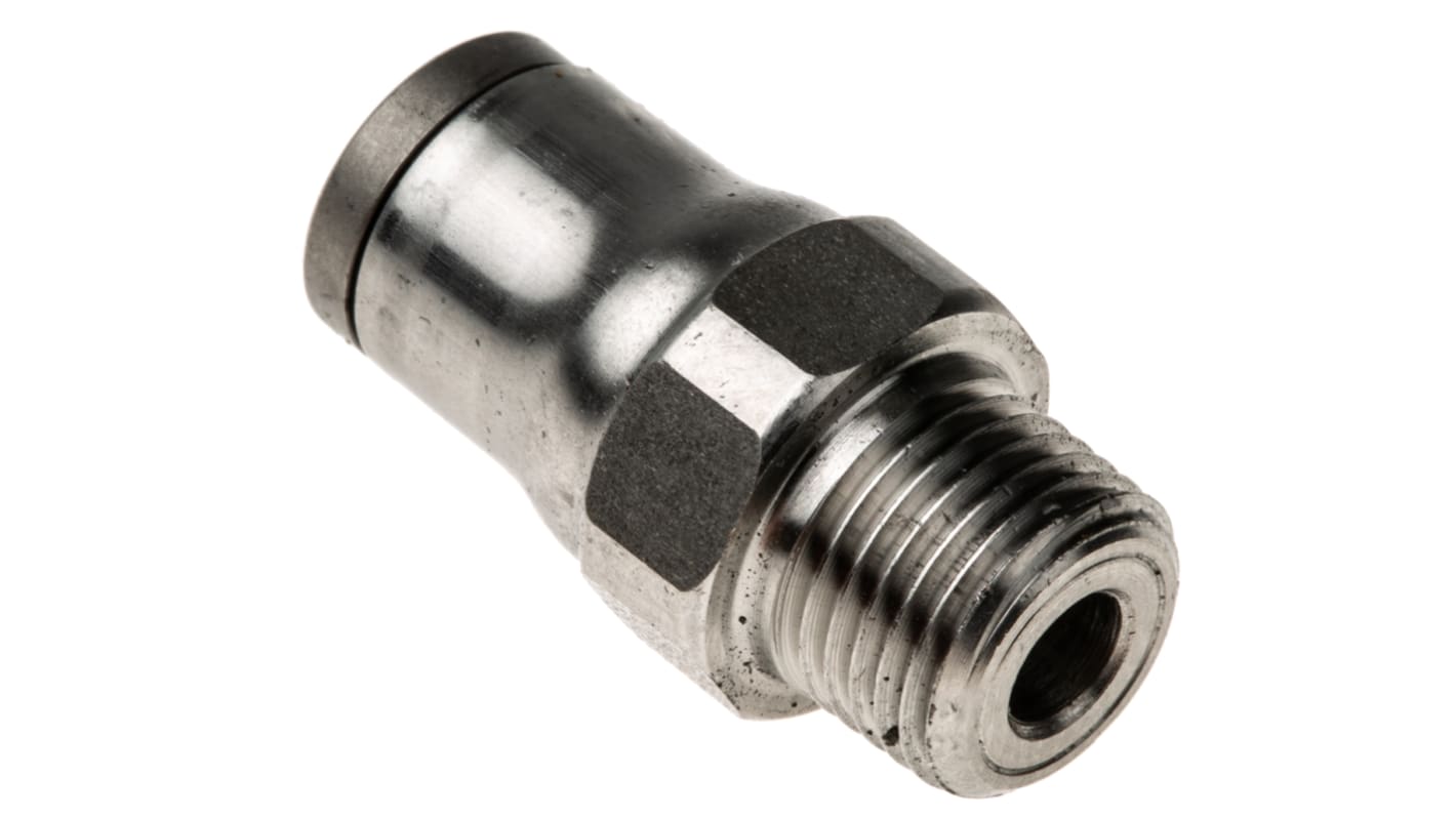 Legris LF3800 Series Straight Threaded Adaptor, NPT 1/8 Male to Push In 6 mm, Threaded-to-Tube Connection Style