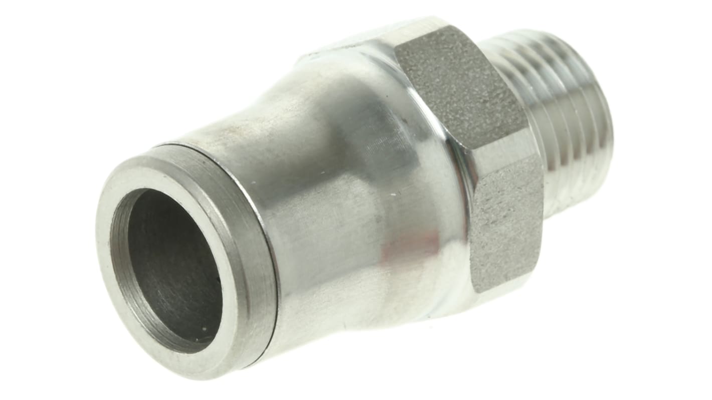 Legris LF3800 Series Straight Threaded Adaptor, NPT 1/8 Male to Push In 8 mm, Threaded-to-Tube Connection Style