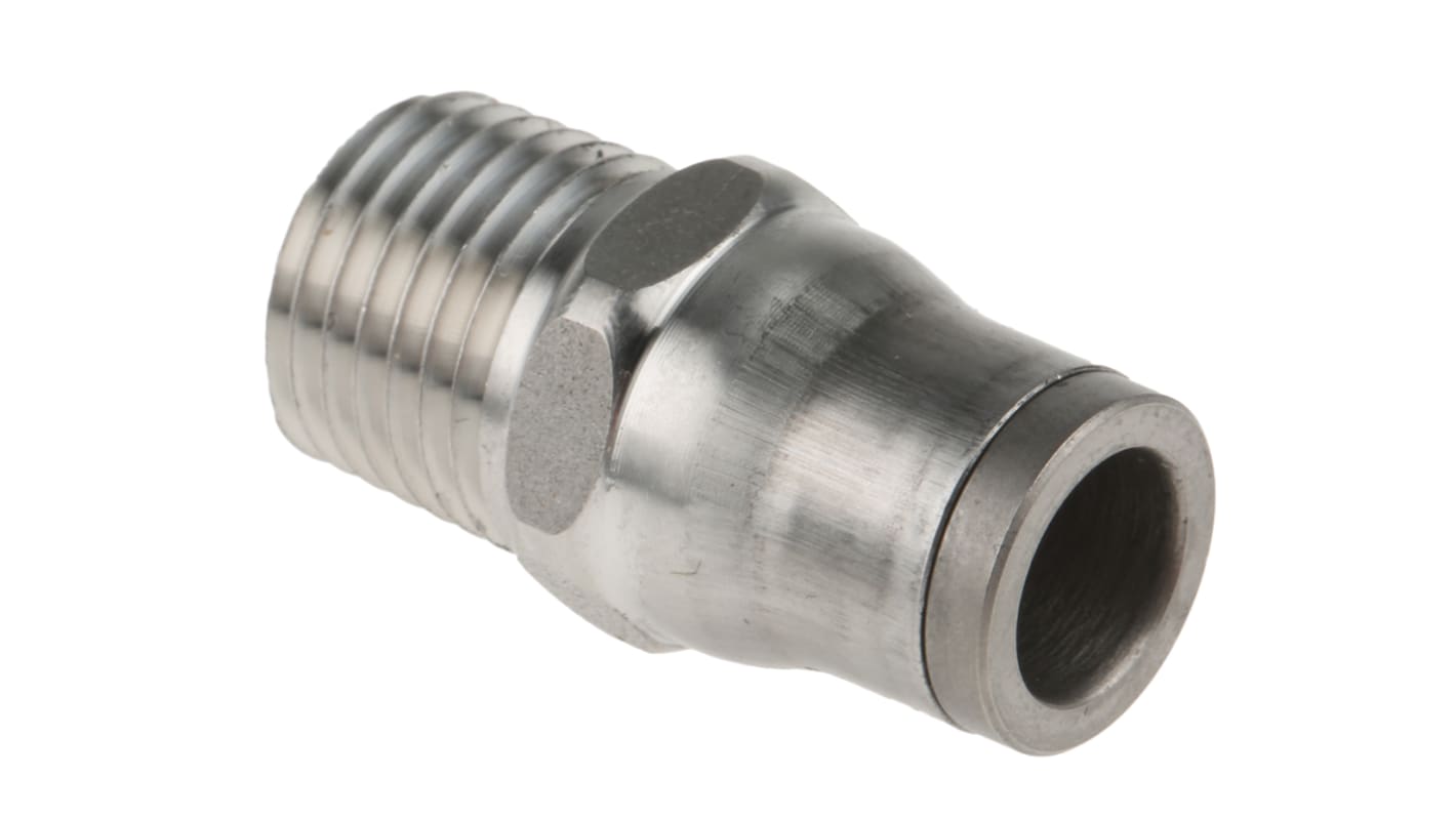 Legris LF3800 Series Straight Threaded Adaptor, NPT 1/4 Male to Push In 8 mm, Threaded-to-Tube Connection Style