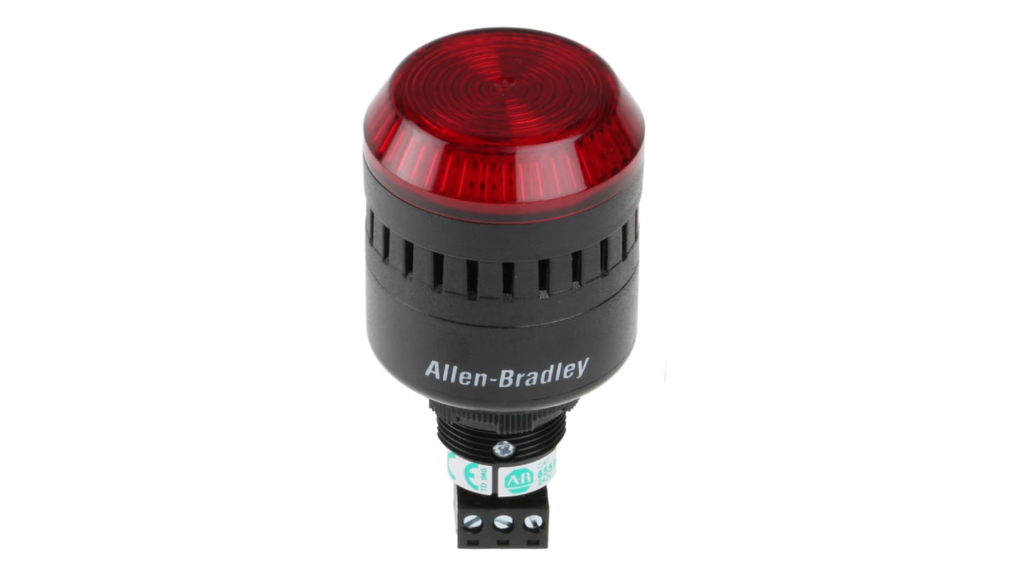 Combiné balise/sirène Allen Bradley série 855PC, lentille Rouge à LED, 240 V c.a.