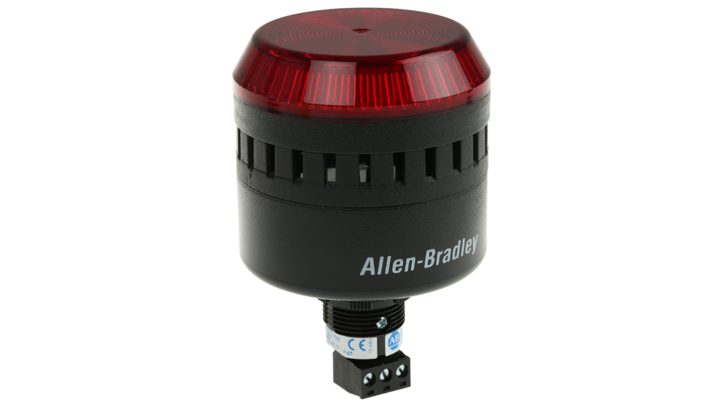 Indicator luminoso y acústico LED Allen Bradley 855PC, 24 Vac / dc, Rojo, Intermitente, Constante, 103dB @ 1m