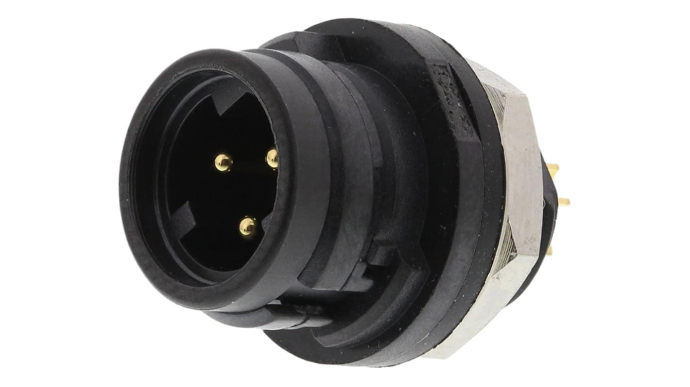 Hirose Circular Connector, 3 Contacts, Panel Mount, Miniature Connector, Female, IP67, IP68, HR30 Series