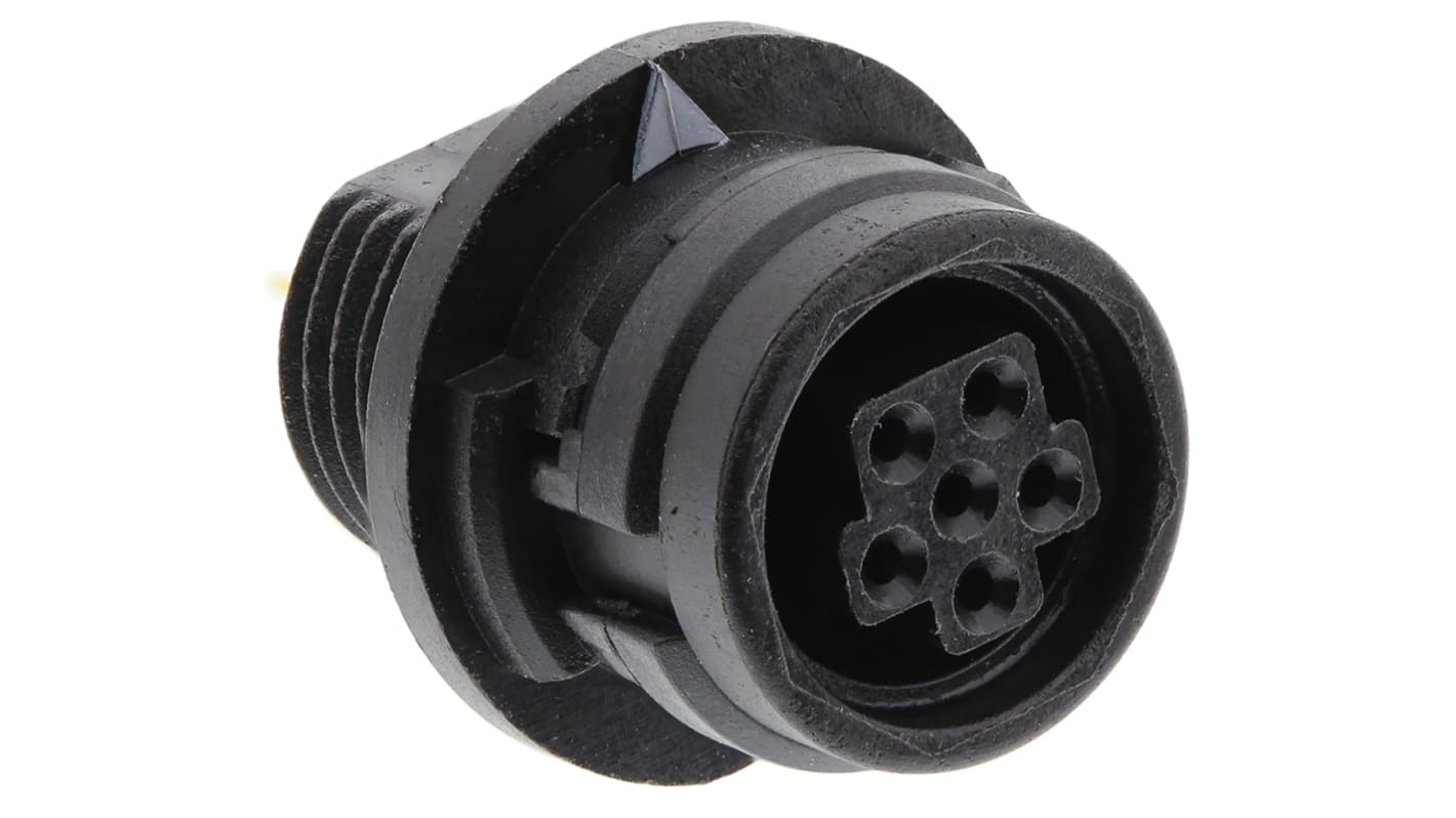 Conector circular Hirose serie HR30 de 6 vías macho, Montaje en Panel, IP67, IP68