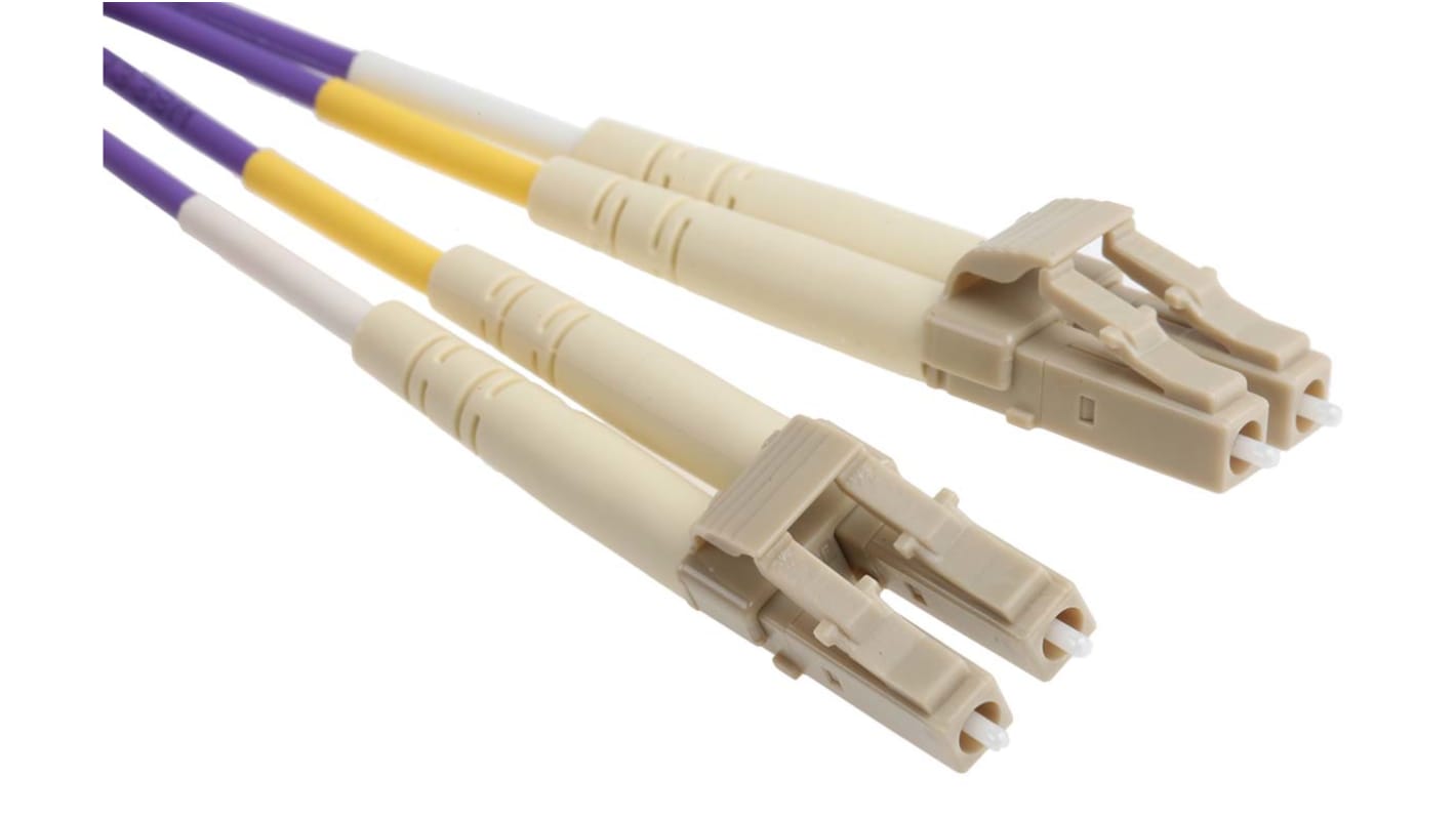 RS PRO LC to LC Duplex Multi Mode OM3 Fibre Optic Cable, 50/125μm, Purple, 3m