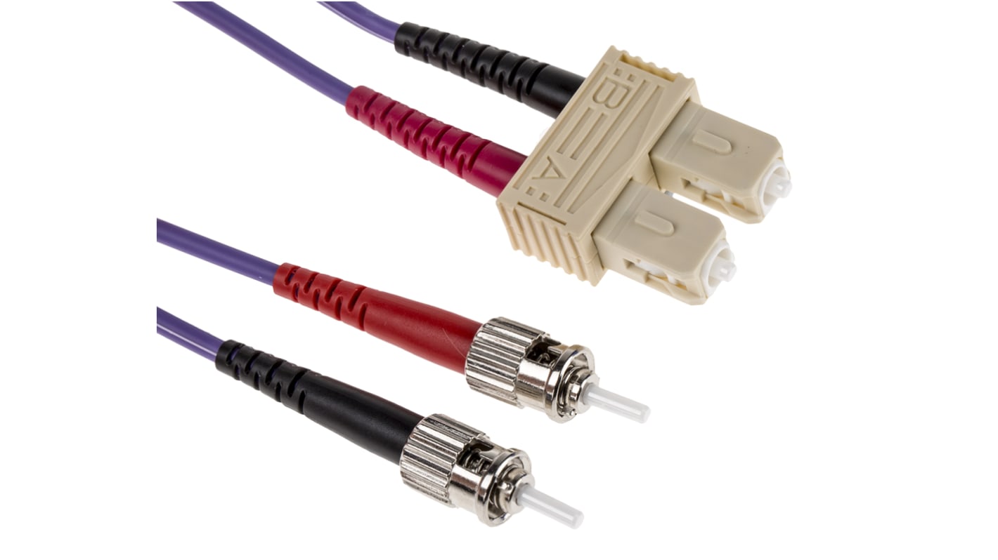 Cable de fibra óptica RS PRO OM3, con A: SC, con B: ST, long. 1m Morado, atenuación: 0,3 dB